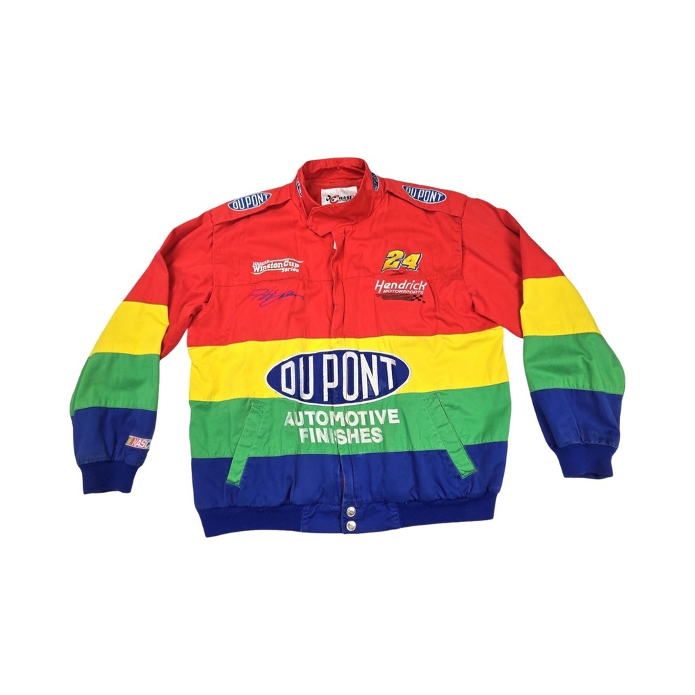 Chase Authentics Jeff Gordon 24 DuPont NASCAR Racing Jacket Mens L Vintage 90s